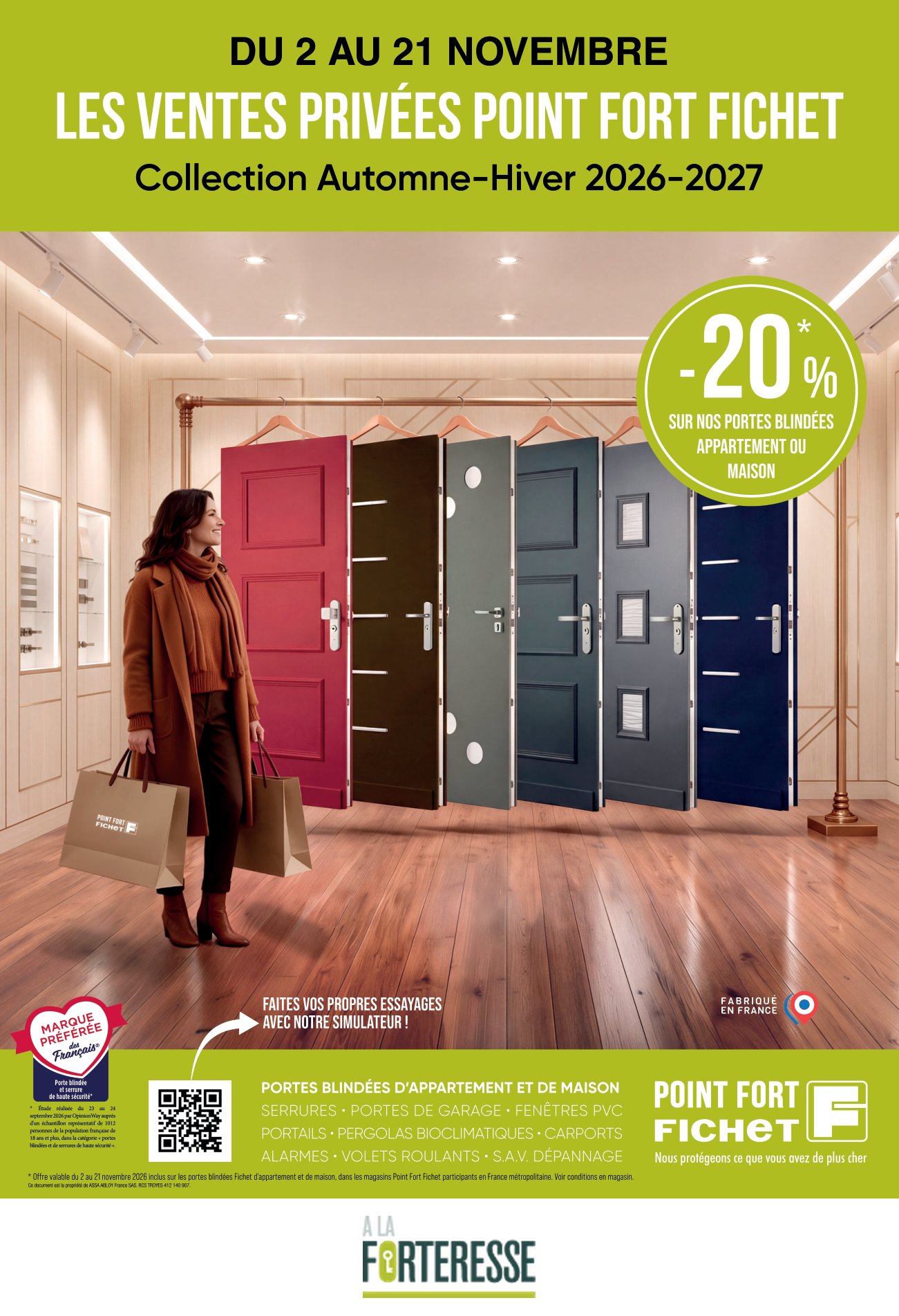 Ventes Privées Point Fort Fichet du 2 au 21 novembre 2026 — -20% sur les portes blindées Fichet — A LA FORTERESSE